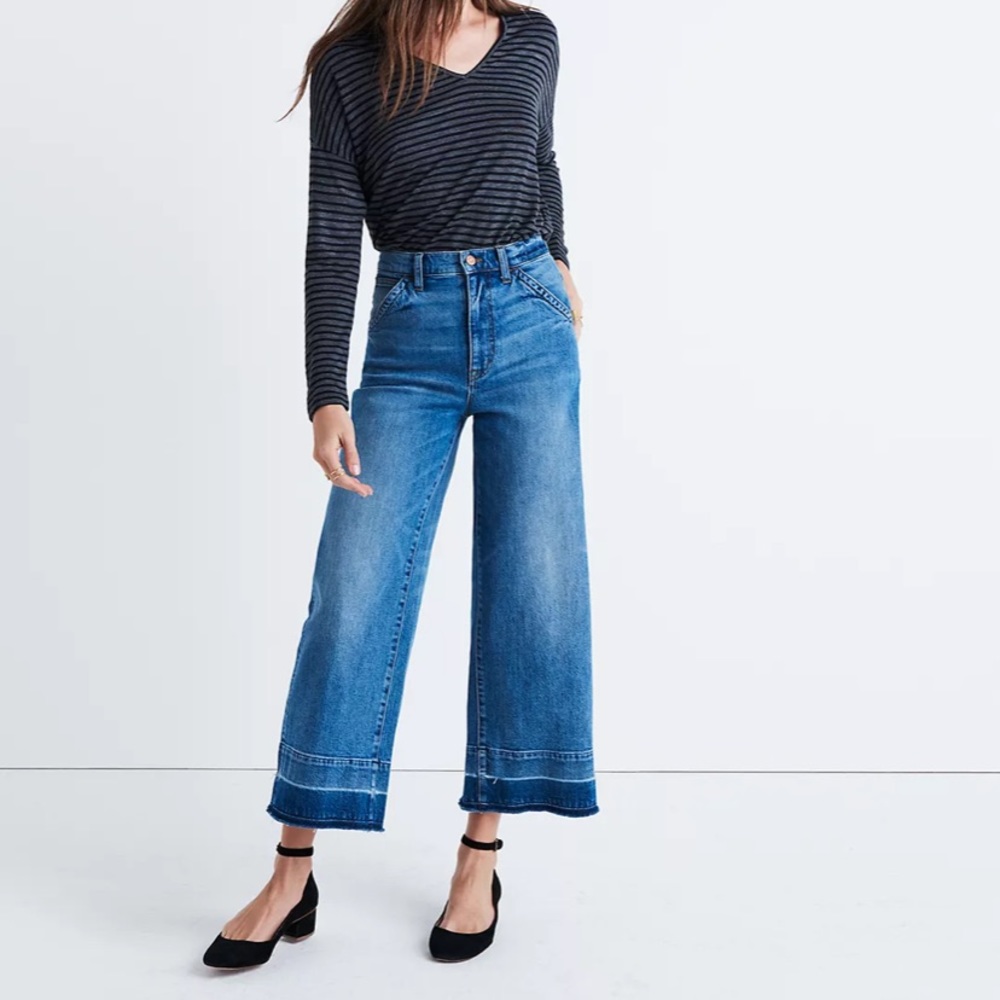 Madewell Wide Leg Crop Drop Hem Jeans - size 24